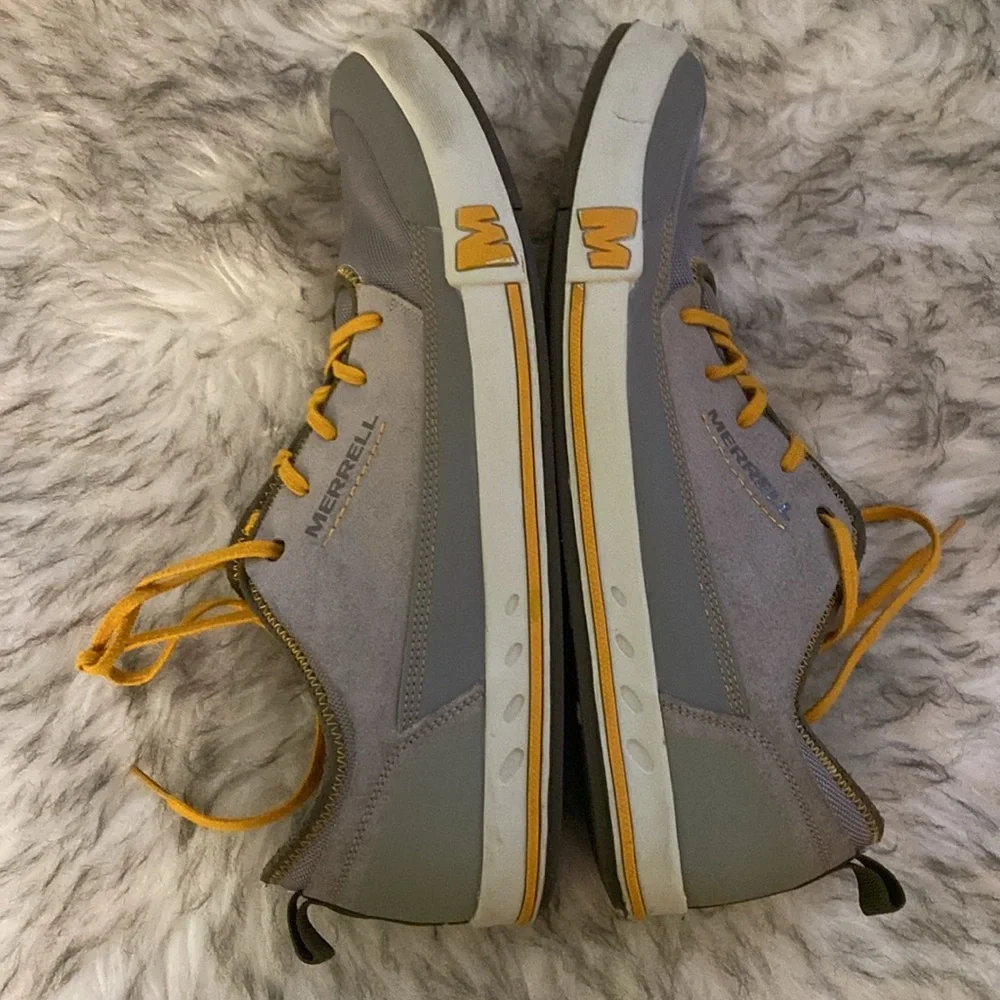 Merrell Gray with Mustard Accent Low-Top Sneakers